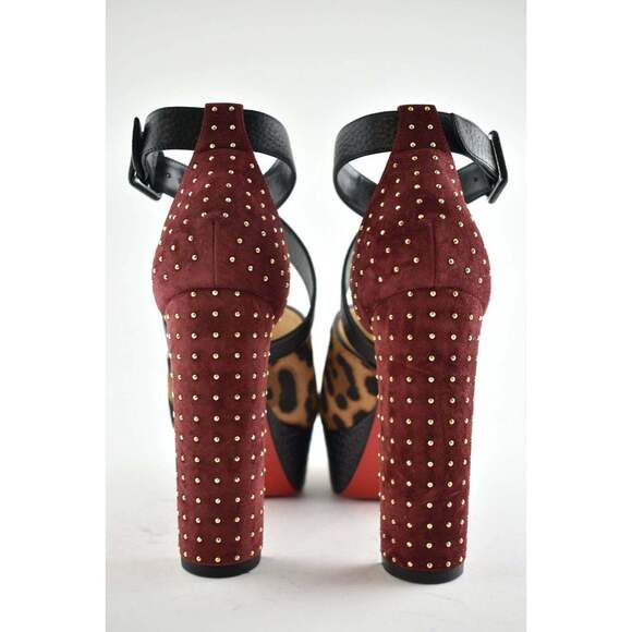 Christian Louboutin Bingirl Plume 130 Black Leopard Platform Sandal Heel Pump 36 - Picture 11 of 12